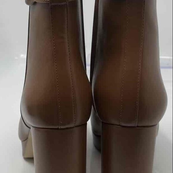 NEW-Michael Kors Parker Brown LEATHER Side Zip Platform Ankle Boots Size 9.5M - Picture 5 of 5